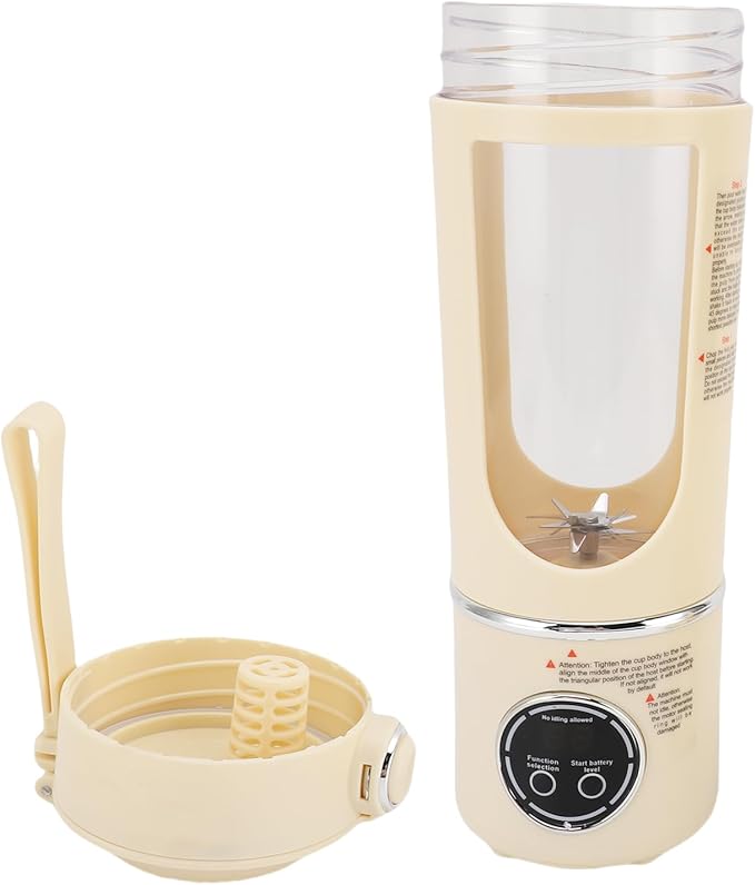 Portable Blender, 700ML 12 Blades Rechargeable Mini Juicer Cup Travel Blender with Magnetic Lock for Gym Home Office Sports Outdoor (Beige)