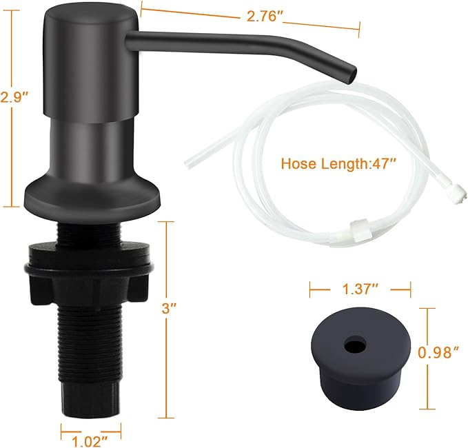 Sink Soap Dispenser, Kichen Sink SoapDispenser, 47" Extension Tube kit, Under Sink Soap Dispenser Pump, No Need More Refills （Gray-2 Pack）