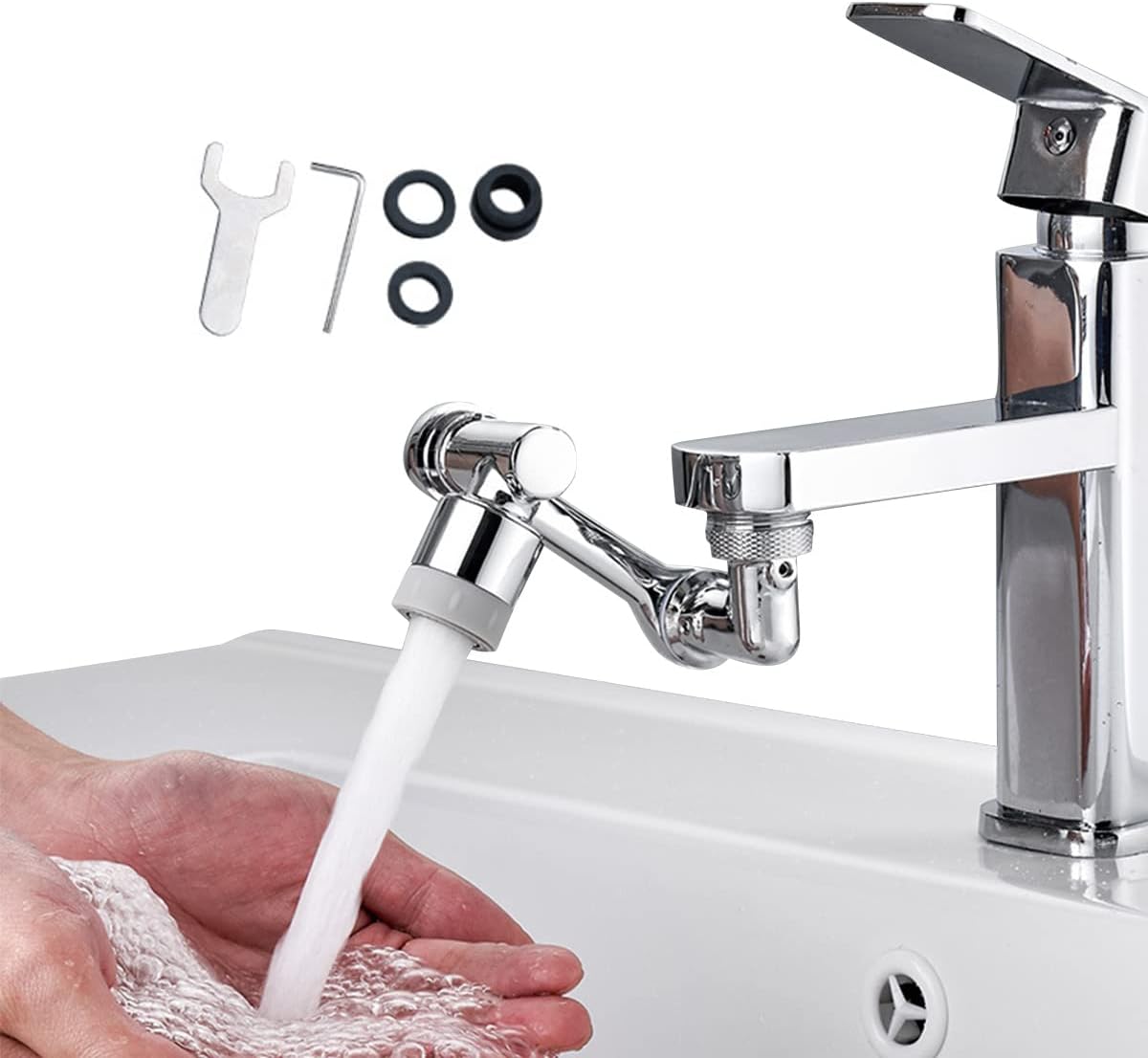 1080° Rotating Faucet Extender Aerator,Universal Splash Filter Faucet,1080 Big Angle Swivel Faucet Aerator Sink Face Wash Attachment with 2 Water Outlet Modes (With 2 Water Outlet Modes)