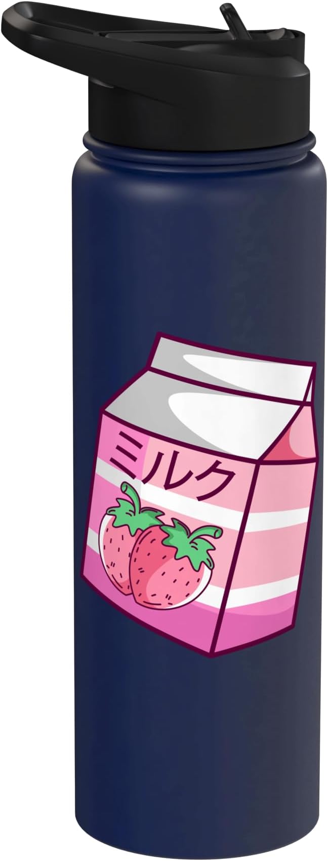 Kawaii Japanese Pink Retro 90s Strawberry Milk Carton Stainless Steel Insulated Water Bottle