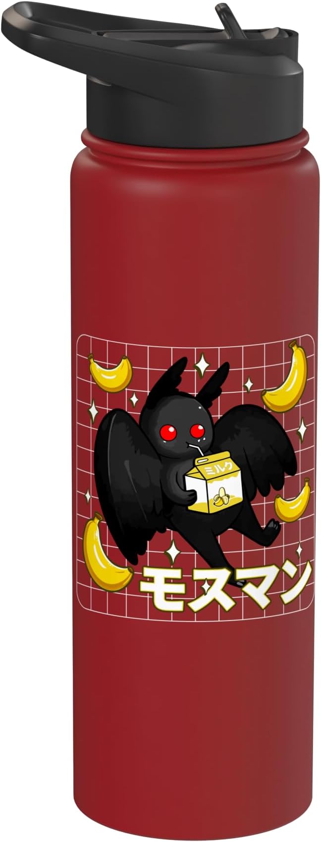 Kawaii Mothman Banana Milk Shake Carton Stainless Steel Insulated Water Bottle