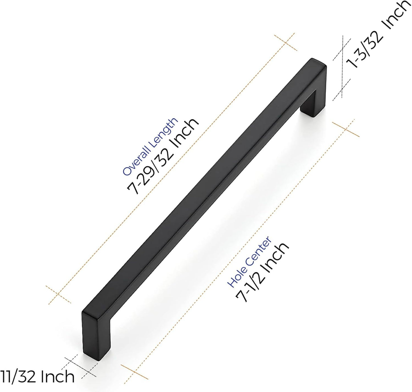 Ravinte 30 Pack Solid 7-1/2 Inch Center to Center Slim Square Bar Drawer Handles Kitchen Cabinet Handles Black Drawer Pulls Kitchen Cabinet Hardware Kitchen Handles Matte Black Cabinet Pulls