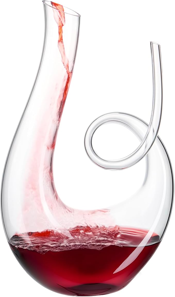 PARACITY 1200ml/40oz Art Series Swan Swirl Wine Decanter, Hand Blown Lead-Free Crystal Glass Red Wine Decanter with Aerator for Women and Men, Wine Gifts for Christmas, Birthdays