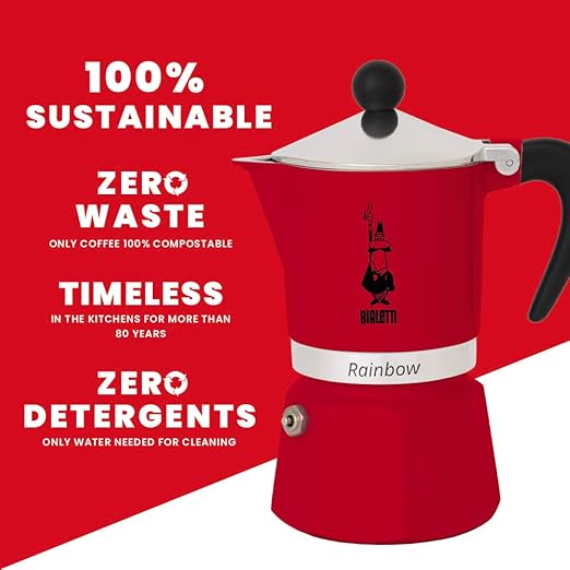 Bialetti Moka Express Rainbow (Red, 3 Cups)