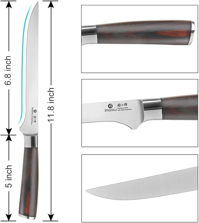 imarku Fillet Knife, German High Carbon Boning Knife, 6-Inch Stainless Steel Professional Grade Boning Fillet Knife for Fish, Pakkawood Handle for Meat and Poultry, Gifts for Men and Women
