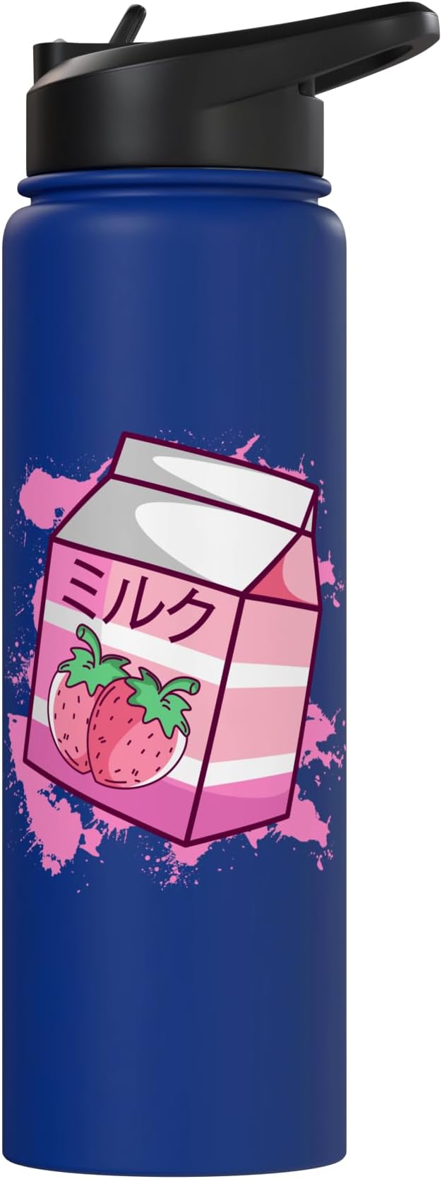 Kawaii Japanese Pink Retro 90s Strawberry Milk Carton Stainless Steel Insulated Water Bottle
