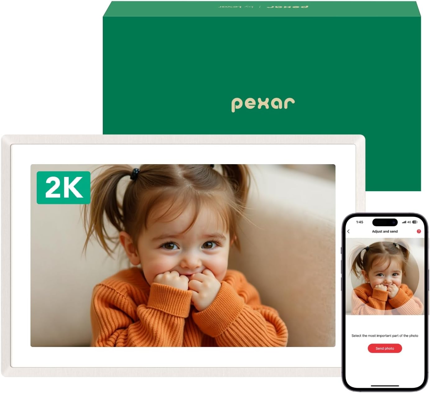 pexar by Lexar WiFi Digital Picture Frame 11″ | Yahoo Tech Best Tested Frame 2025 | 2K Resolution Ultimate Clarity, Anti-Glare Touch Stunning Screen for Gifting, Share Photos/Videos via APP, Sand