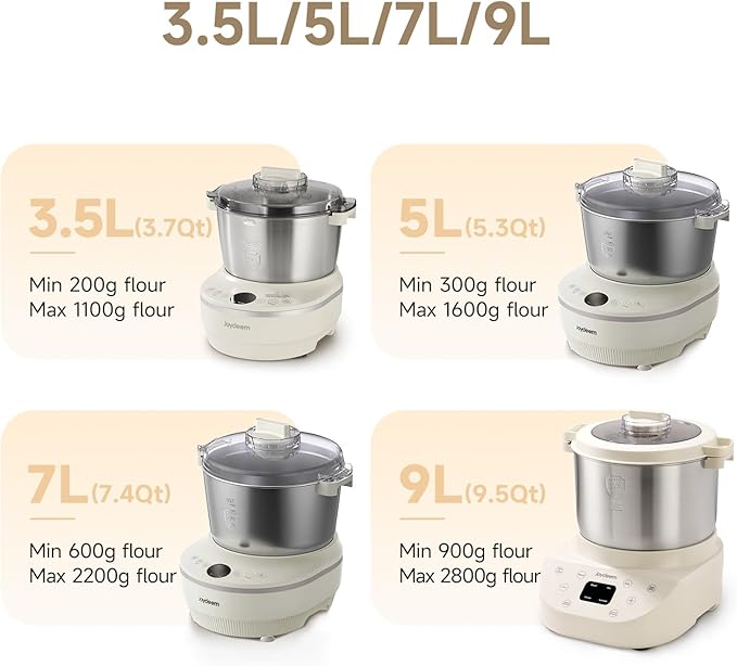 Joydeem Electric Dough Maker with Dual Seasonal Fermentation Function, 3.7Qt Dough Mixer Machine, Perfect for Bread Pizza Roti Dumpling Dough & Sourdough, HMJ-A351