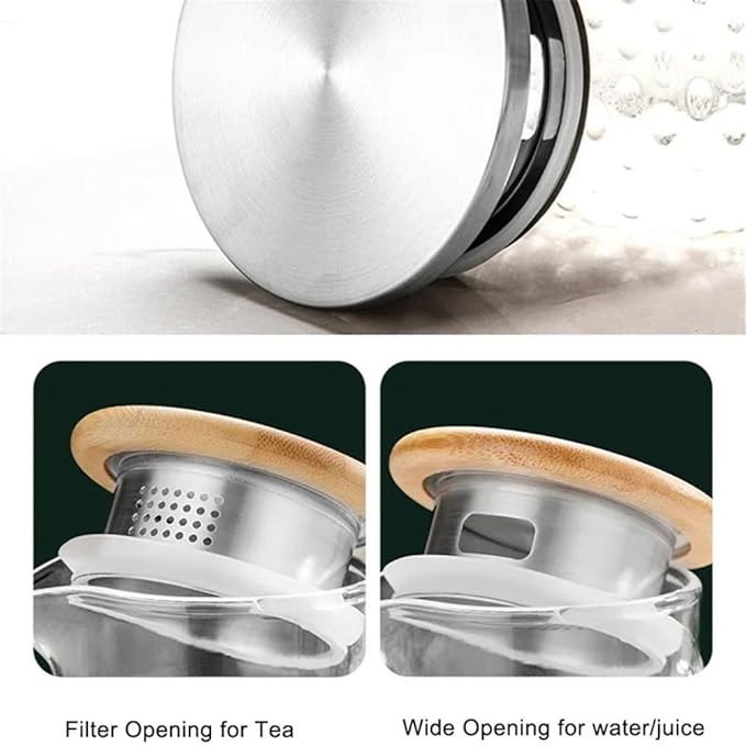 Cold kettle Glass Water Pitcher with Filter Lid and Pouring Spout Heat Resistant Glass Carafe for Hot Cold Beverages Homemade Ice Tea Bottle Water Pitcher Set for Hot/Cold Water(1L)
