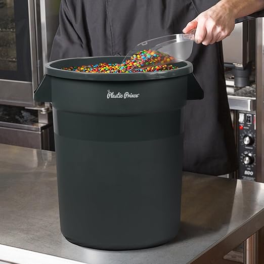 PLASTIC PRINCE 20 Gallon Round Trash Can Container Gray Plastic Commercial Garbage Bin for Home Garage Restaurants Warehouses