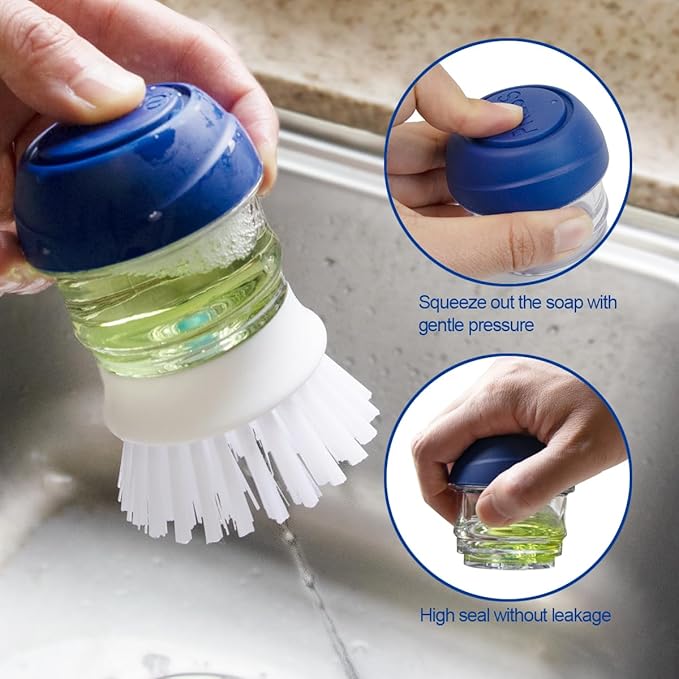 CELOX 24 Pack Non-Scratch Dish Sponge and 2 Pack Dish Brush with Soap Dispenser for Kitchen Cleaning