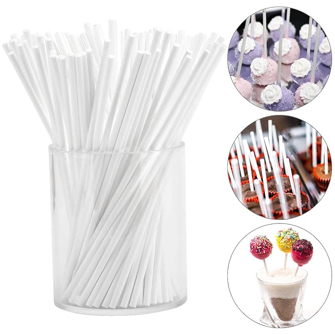 1000Pcs 6 Inch White Paper Lollipop Sticks, Paper Sucker Sticks, Cake Pop Stick for Cake Toppers, Chocolate,Cookie,Rainbow Candy