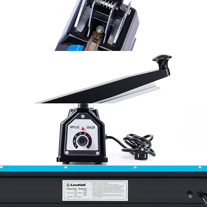 Sealer Pro, Patented 16inch Impulse Heat Bag Sealer, 5mm Sealing Width Poly Bag Seal Machine, 2 Replacement Kits 1 Extra Fuse Included, Black