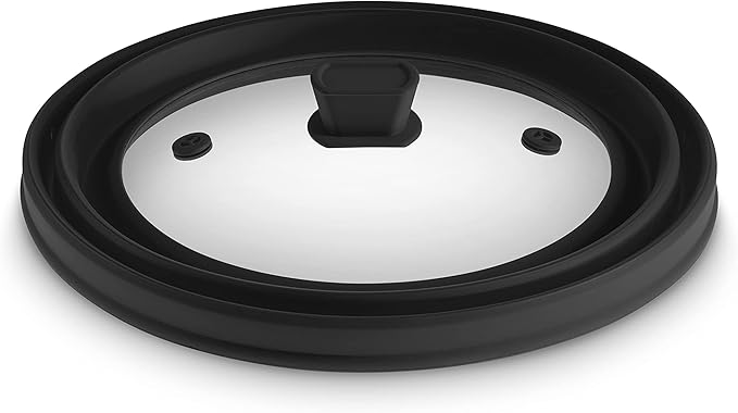 Godinger Microwave Splatter Cover, Microwave Cover for Food, Collapsible Plate Lid with Easy Grip Handle, Safe Tempered Glass and Silicone, Pot, Splatter Cover Guard - Large 12”