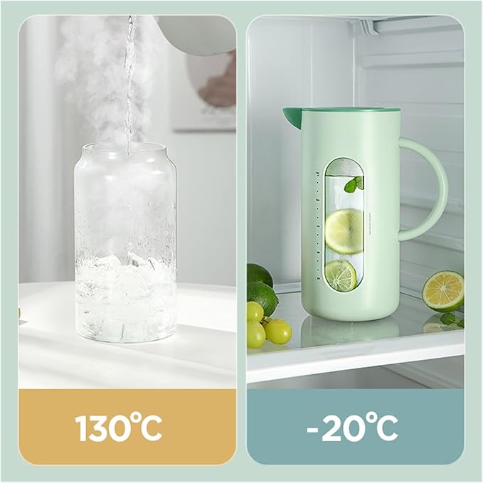Pitcher Cold Kettle for Home, High Temperature Resistant, Cold Kettle Set, Glass Kettle, Cold Bubble Pot Water Jug (Color : Green)