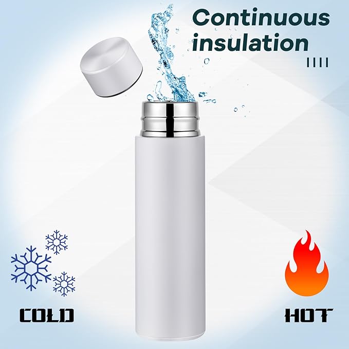 Irenare 5oz Mini Water Bottle Mini Insulated Stainless Steel Bottle Purse Water Bottle Cute Leak Proof Flask Keeps Drink Cold and Hot for Purse Women(White,1 Piece)
