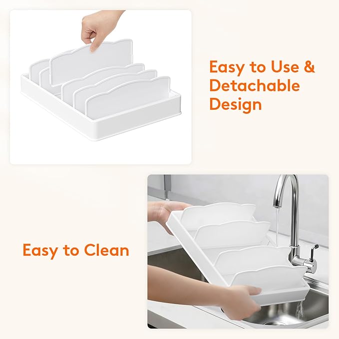 Lifewit Kitchen Cabinet Organizer for Food Contanier Lid, Lid Holder with 6 Adjustable Dividers & 7 Sections for Pantry Organizers and Storage, Home Drawer Organization, Large, 13" x 10"
