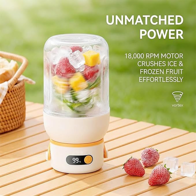 Portable Electric Juicer Cup with Zero Cord Hassle, USB-C Rechargeable Electric Blender with 18000 RPM Motor, Portable Wireless Juicer Cup for Home, Gym, Office and Outdoor (800ml 2pcs)