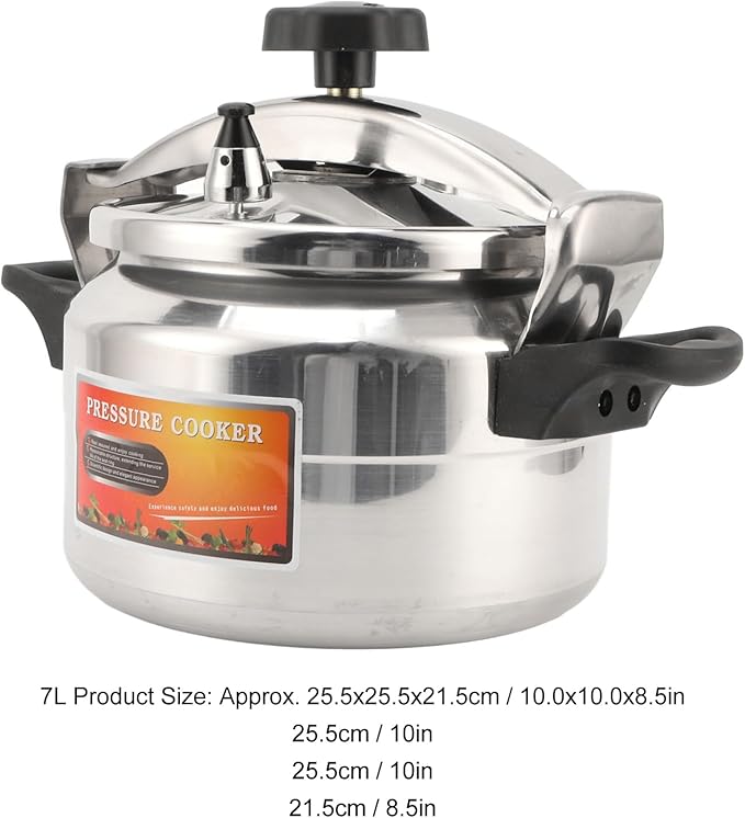 Asixxsix Asixxsix Aluminum Pressure Cooker, Explosion Proof Large Capacity Pressure Canner, Stovetop Cooker with Compound Bottom Easy Open Close for Gas Electric Flat Top Stoves (9L) (7L)
