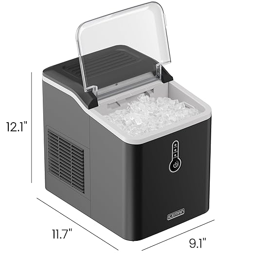 Iceman by Chefman Nugget Ice Maker Countertop, Pebble Ice Maker Machine, 26 lb in 24 Hours, Ready in 6 Minutes, Removable Ice Basket, Fun and Chewable Cubes, 1.5L Water Tank, Self-Cleaning Function