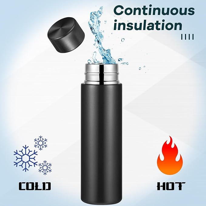 Irenare 5oz Mini Water Bottle Mini Insulated Stainless Steel Bottle Purse Water Bottle Cute Leak Proof Flask Keeps Drink Cold and Hot for Purse Women(Black,1 Piece)