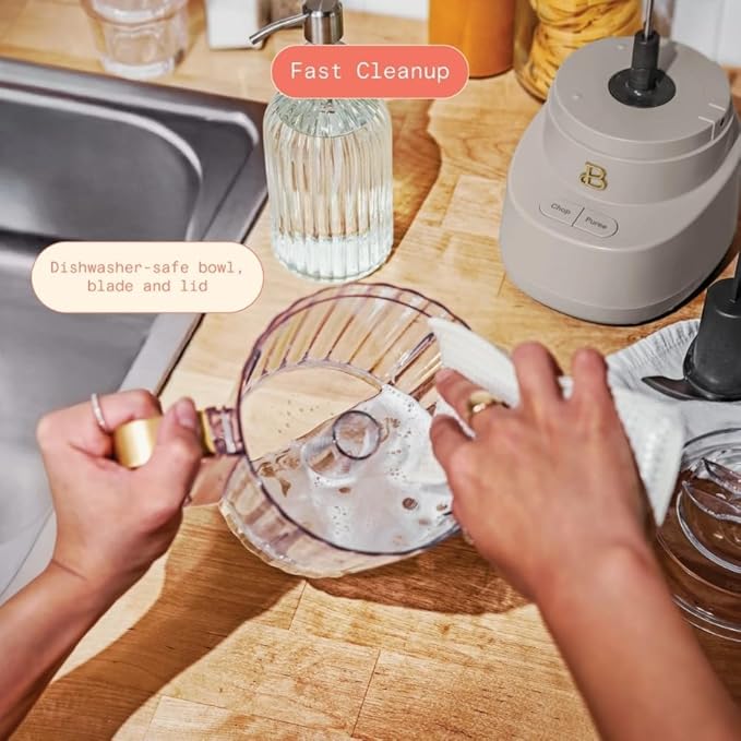 3-Cup Mini Food Chopper 250W with Bowl, Electric Food Processor, Chop & Puree Function, Dishwasher Safe Parts, Safety Lid, Compact Kitchen Appliance (Porcini Taupe)