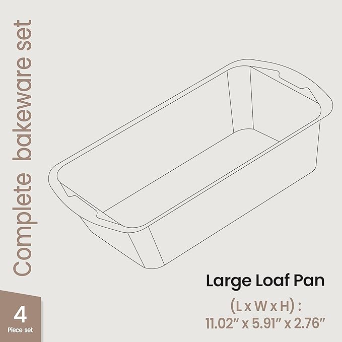 Nonstick Loaf Pan Set Pack of 4, Carbon Steel 11" Large Baking Bread Pan, Oven Safe Up to 450°F, PFOA, PFOS, PTFE Free, Space Saving Stackable Design, Stain Resistant, Dishwasher Friendly,White Marble