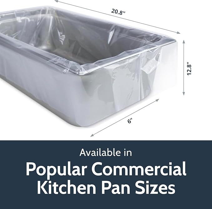 PanSaver Clear Pan Liners for Easy Clean Up - Disposable Buffet Pan Liners, Ovenable up to 400F (Half Pan Liner - 12.5 x 5.5 IN)