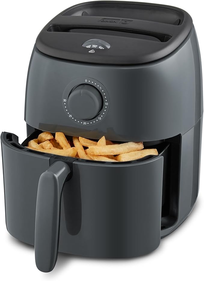 Dash Tasti-Crisp™ Air Fryer - AirCrisp® Technology - Compact Design with Adjustable Temperature Control - Nonstick Fry Basket & Auto Shut-Off Feature - 2.6 Quarts - Cool Grey
