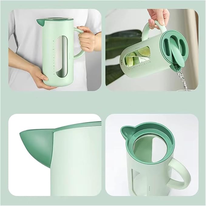 Cold kettle Cold kettle household high temperature resistant cold kettle set glass kettle cold bubble pot Water Pitcher Set for Hot/Cold Water(Yellow)