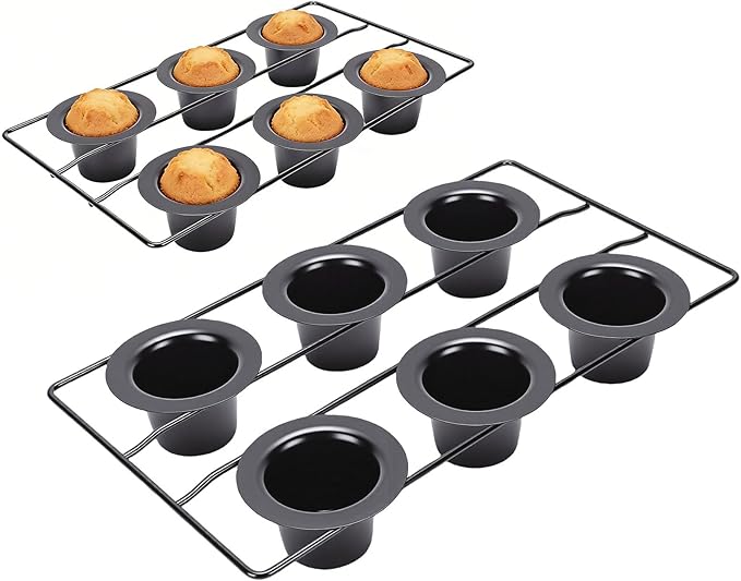 Zopsc Professional Grade Popover Cake Pan for Fluffy Popovers Dishwasher Safe for Successful Baking 32.17oz Carbon Steel