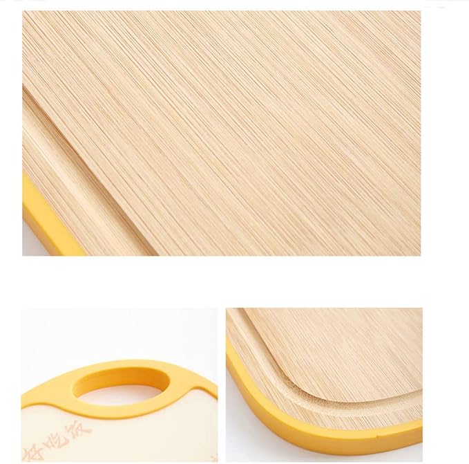 Double Sided Plastic Bamboo Wood Cutting Board Creative Board with Handles for Meat Fish Vegetable Cheese (2 Pack