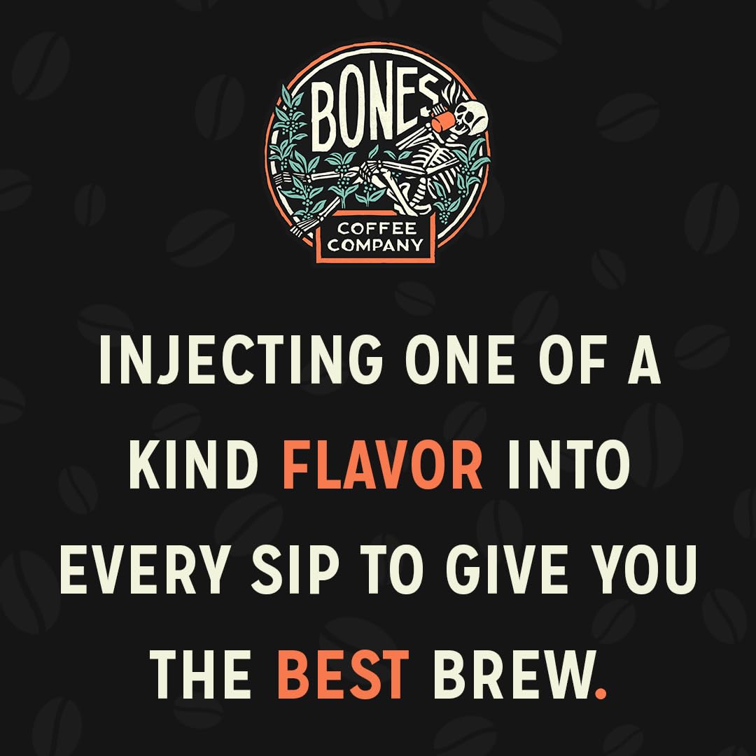Bones Coffee Company Holy Cannoli, Baked Cannoli Flavored Coffee, Medium Roast Low Acid Arabica Beans Compatible with Auto drip and French Press Coffee Maker, 12 Oz Ground