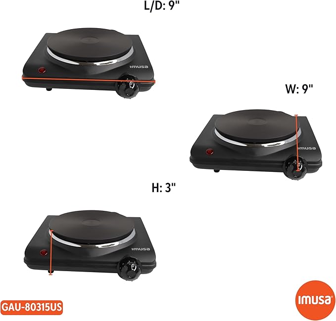 IMUSA Single Electric Hot Plate, Black