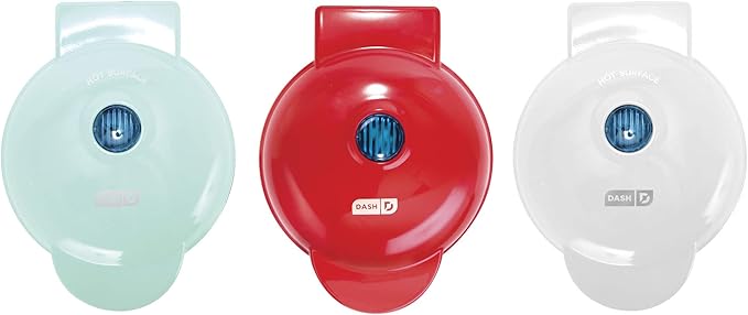 Dash Mini Maker Set - Customized Treat Maker - Supports Multi-Function Cooking - Easy Cleanup and User-Friendly Design - White, Aqua & Red - Waffle, Grill & Griddle Irons