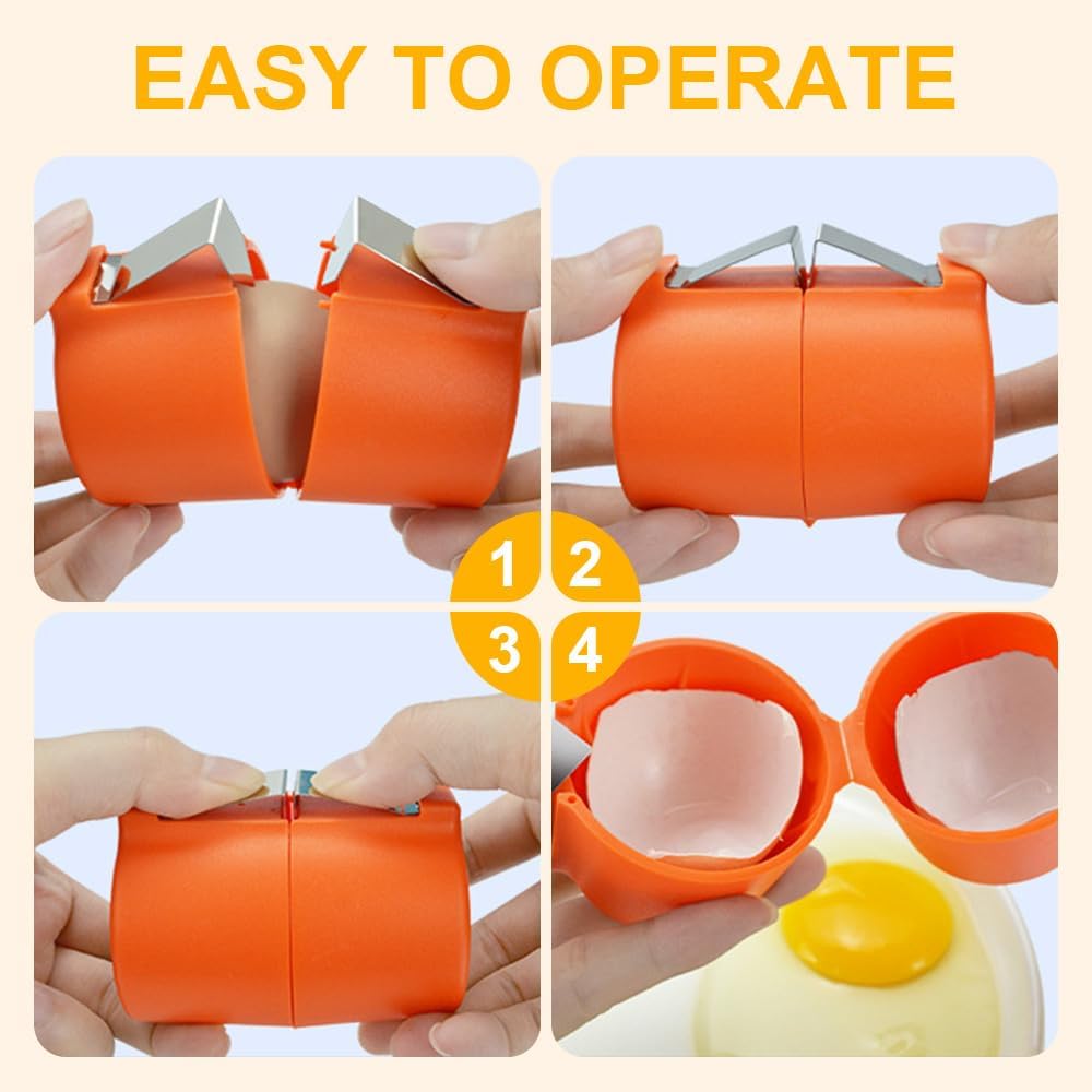2025 Premium Egg Shell Opener, Egg Shell Cutter Eggs Shell Separator for Raw Eggs, Multifunctional Egg Cutter Egg Cracker Separator for Home Kitchen Gadgets (Pink)
