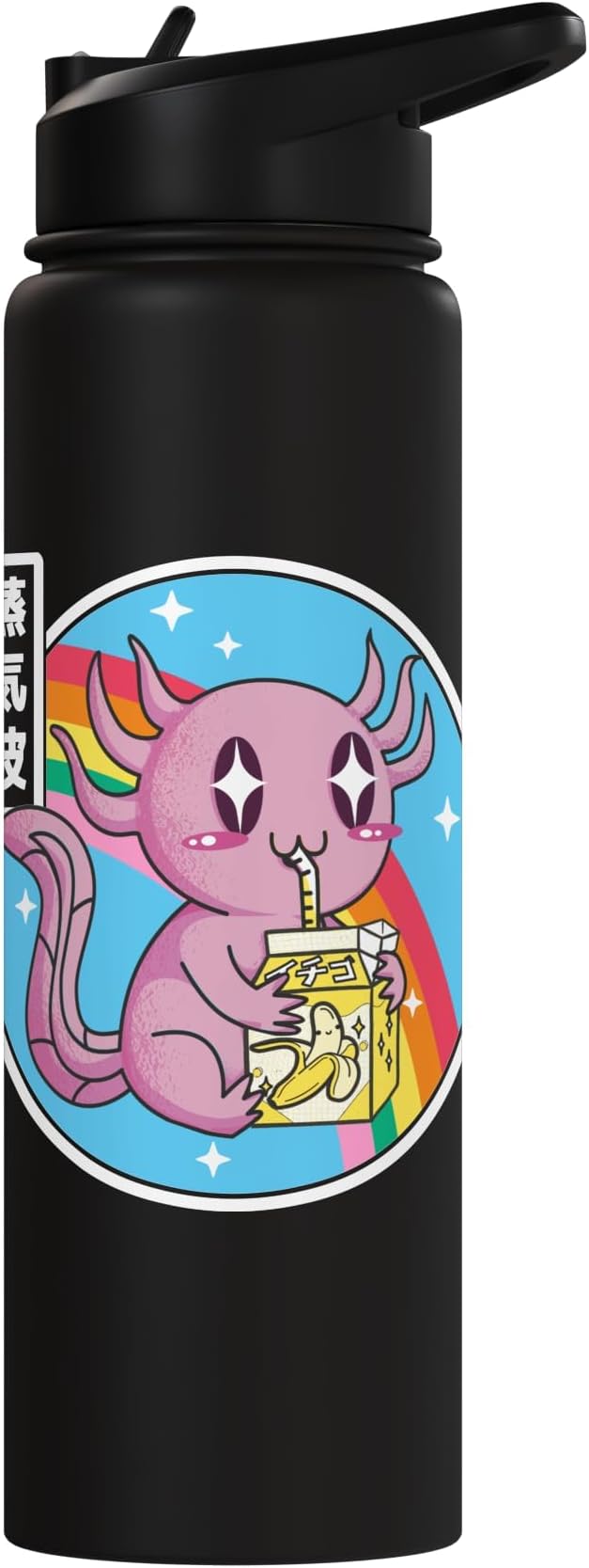 Axolotl Banana Milk Carton Kawaii Retro Rainbow Anime Stainless Steel Insulated Water Bottle