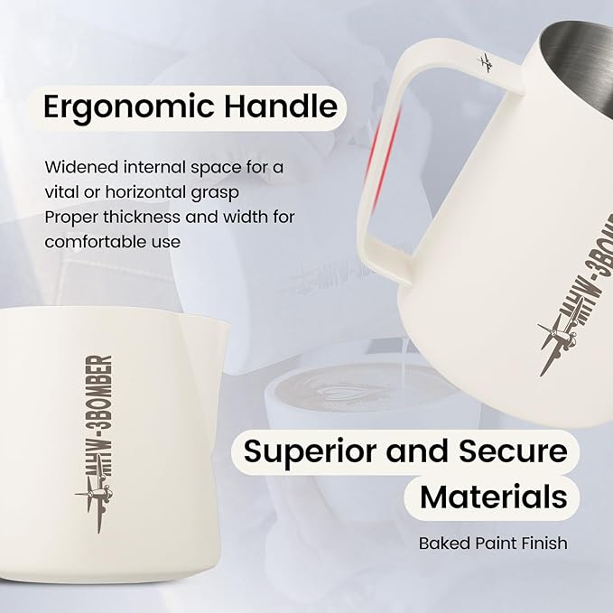 MHW-3BOMBER Espresso Steaming Pitcher Milk Frothing Pitcher Stainless Steel Milk Coffee Cappuccino Latte Art Barista Cup 13.5oz/400ml P5019W