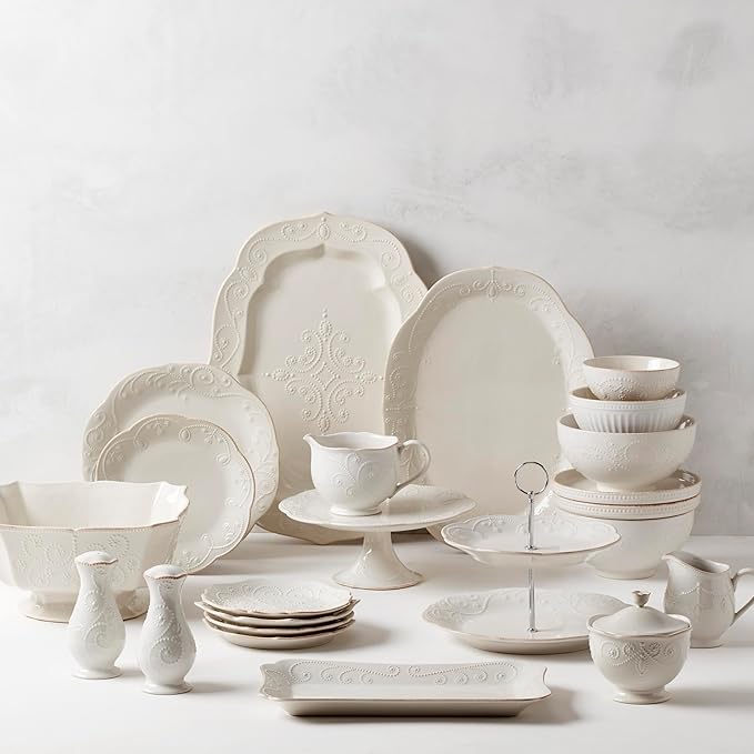 Lenox French Perle Footed Centerpiece Bowl, White -