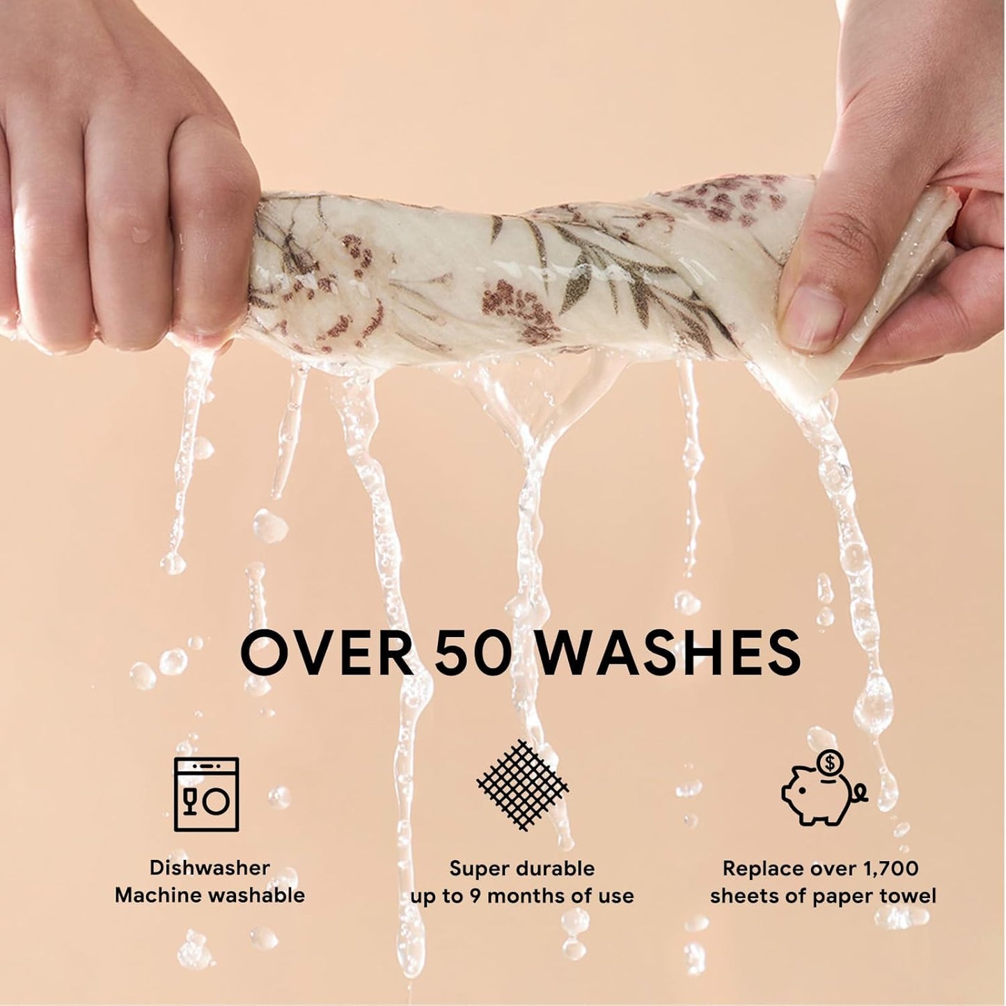 RECYCO Swedish Dishcloths for Kitchen | 4 Pack Oversized Washable Dish Rags | Large Cellulose Reusable Cleaning Paper Towels | Absorbent Counter Dish Cloth Sponge XL Kitchen Wipes, 12" L x 10" W