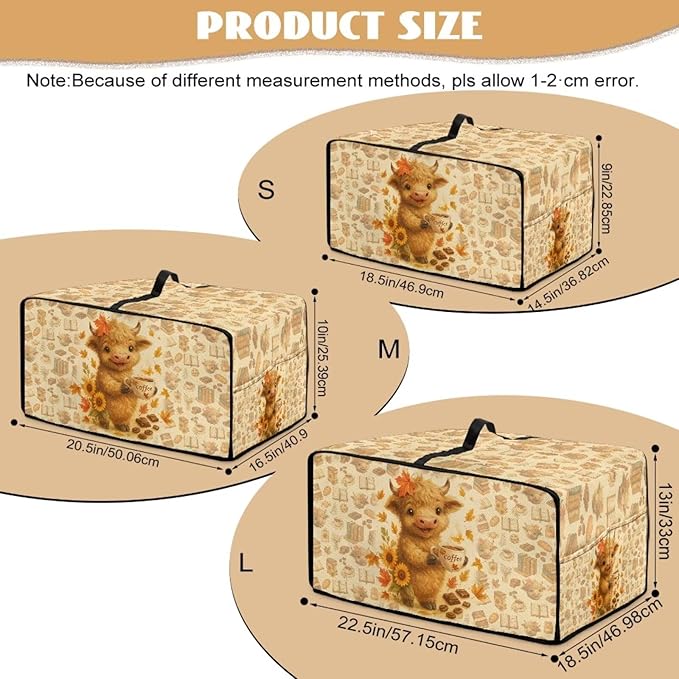 Toaster Oven Dust Cover Dustproof Convection Microwave Ovens Cover Stain-resistant Small Countertop Appliance Protector, M, Highland Cow Coffee Sunflower Fall Decor