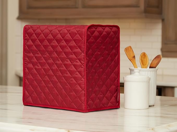 Covermates Keepsakes Bread Maker Cover – Quilted Appliance Protector for Dough Makers – Dust & Stain Resistant, Washable Slip‑On Design for Countertop Storage, Red