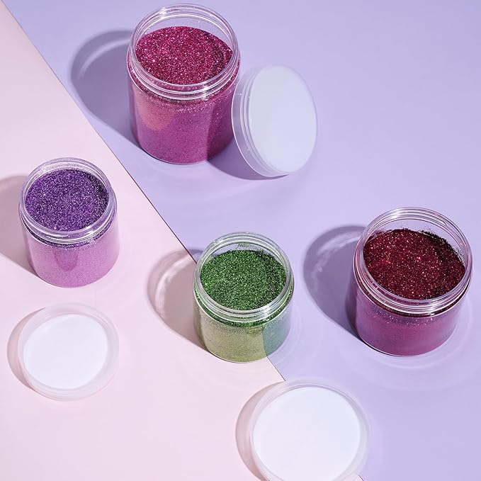 50 Pack 4 OZ Plastic Jars Round Clear Cosmetic Container with Clear Lids, Eternal Moment Slime Jars for Lotion, Cream, Ointments, Makeup, Eye shadow, Rhinestone, Samples, Pot, Travel Storage