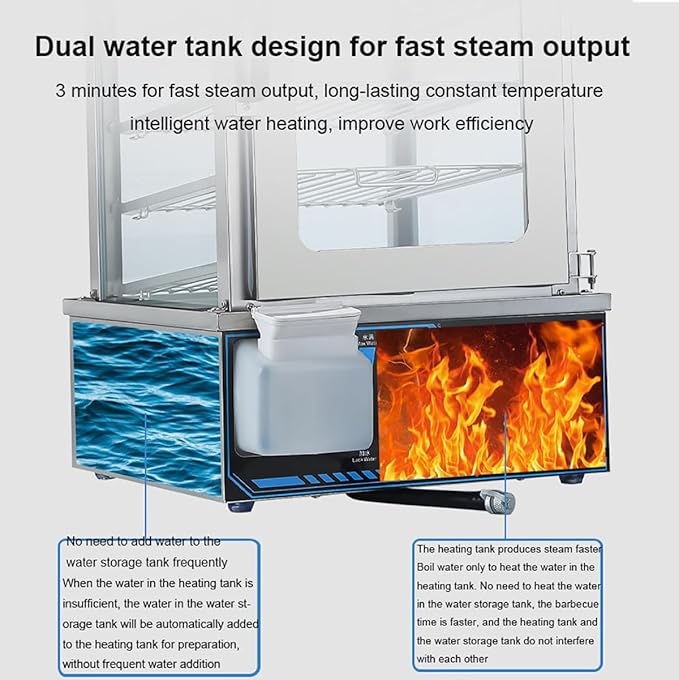 6-Layer Commercial Electric Steamer 2200W Electric Steamed Bun Machine 30-110℃ Temperature Range Anti-Dry Burning Food Steamer Warmer for Store Buffet