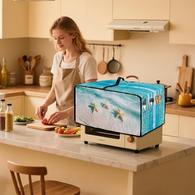 Convection Oven Cover Kitchen Countertop Appliance Covers Washable Convection Microwave Oven Protector 18.5 x 22.5 x 13 inches, L, Beach Starfish Hawaii