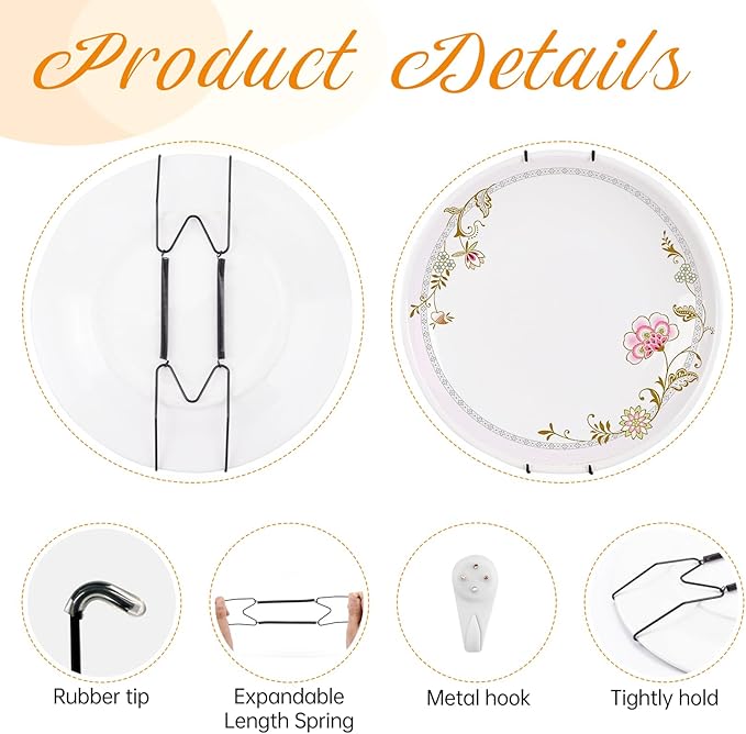 Bilillo 3 Pack Plate Hangers for The Wall, Suitable for 8''-10'' Decorative Plate,Invisible Heavy Duty Wire Plate Holder with Wall Hooks, Plate Hangers for Displaying Plates, Platter, Dish (Black)