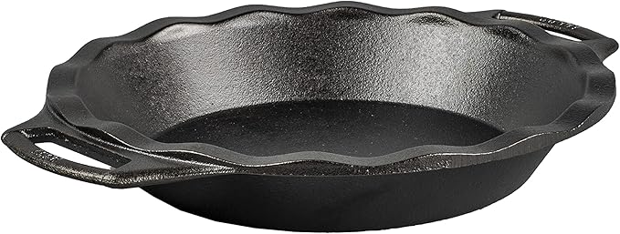 Lodge 9 Inch Cast Iron Pie Pan - PFAS-Free Pre-Seasoned Bakeware for Flaky Crusts, Deep Dish Pies, and Quiches - Dual Handle Design - Made in the USA