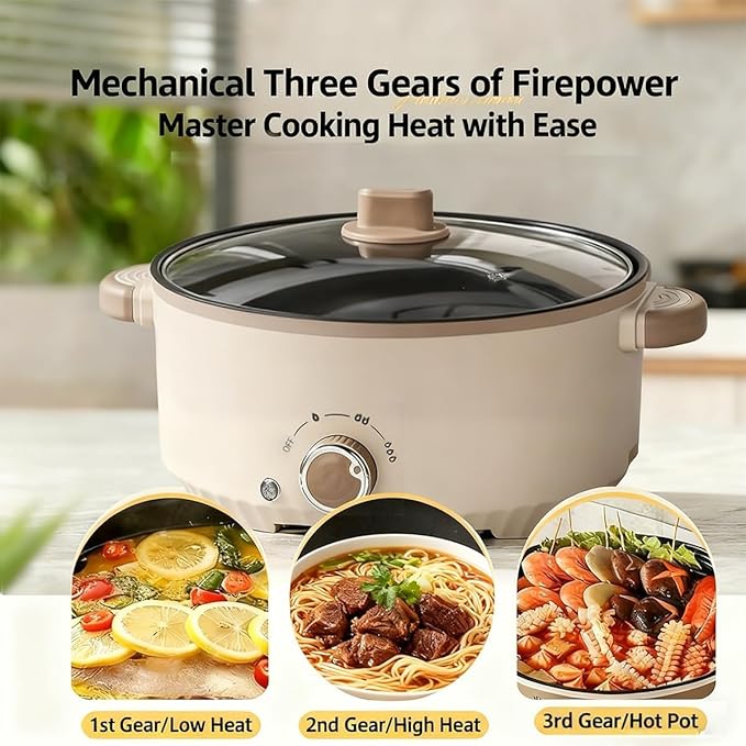 Versatile 2.5L Real Capacity Non-stick Electric Hot Pot Multicooker Glass Lid with Steamer Electric for Steaming, Boiling Stewing hotpot pots electric cooking ramen cooker Dorm