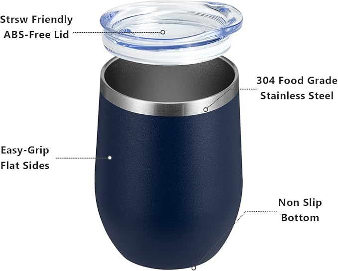 MEWAY 12oz Wine Tumbler Mix Color 12 Pack Bulk Gifts for Women, Vacuum Stainless Steel Travel Mug with Lid,Insulated Stemless Wine Cup Glass for Coffee,Cocktails,Drinks(Mix,Set of 12)