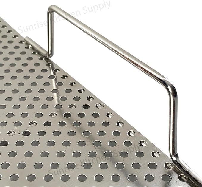 Sunrise Stainless Steel Fryer Screen with Handles (Solid Screen) (1, 13.5" x 13.5" x 1.75")
